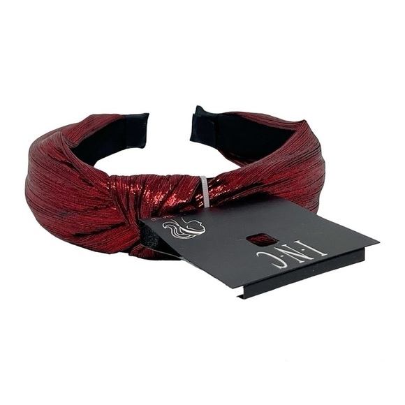 INC International Concepts Red Shiny Fabric Knotted Headband - Picture 4 of 5